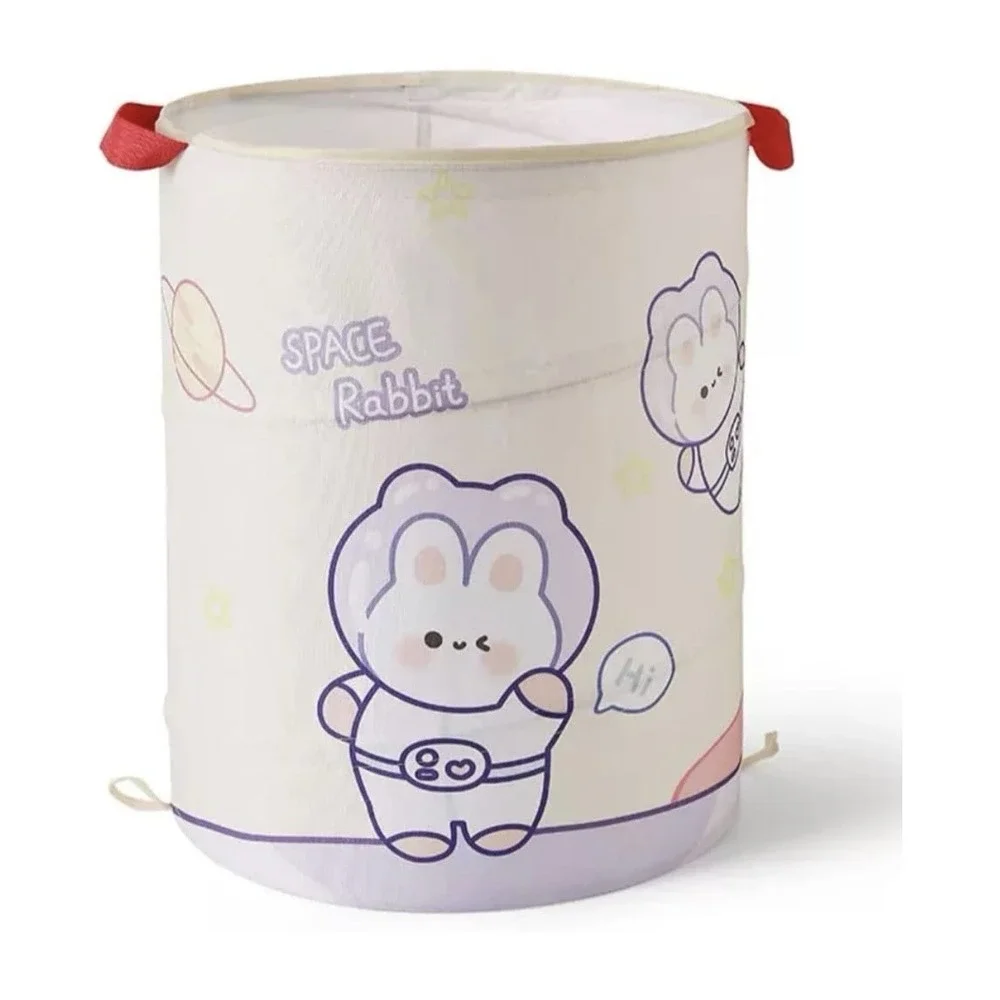 Zuhnn Laundry Bin Unisex OS White Good Space Rabbit Foldable Toy Bucket Bin